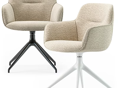 Comfortable Beige Leisure Chairs With Soft Fabric And Tripod Bases In Black And White 3d model