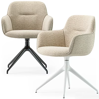 Comfortable Beige Leisure Chairs With Soft Fabric And Tripod Bases In Black And White 3d model