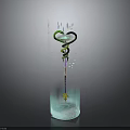 Decorative Water Fountain Sculpture With Transparent Base Spiral Metal And Water Droplets