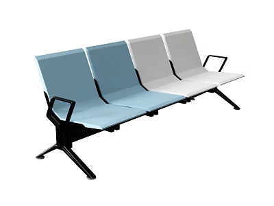 Modern Landscape Seats With Blue And White Design And Metal Frame For Public Spaces 3d model