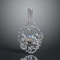Ornate Silver Hardware Tools Pendant Featuring Intricate Leaf And Floral Patterns