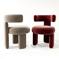 Velvet Upholstered Modern Accent Chairs Light Gray and Burgundy Rounded Backrest and Unique Leg Structure