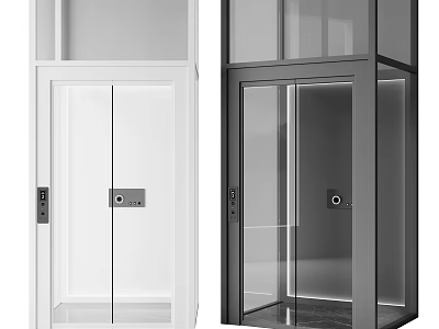 Modern White And Black Elevator Design With Glass Door And Stylish Interior 3d model
