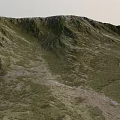 Natural Green Garden Landscape With Rolling Hillside Grass And Rocky Terrain Features