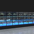 Multi Tiered Aquarium Display Cabinet With Blue Lighting And Fish Inside