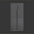 Sleek Modern Stainless Steel Multi Door Refrigerator With Shiny Surface And Digital Panel