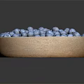 Juicy Fresh Blueberries Filled in Natural Wooden Bowl on Dark Background