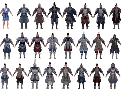 Game and Movie Characters Featuring Diverse Armor and Warrior Costume Designs 3d model