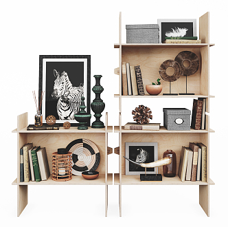 Modern Bookcase Display Cabinet Book Jewelry Ornaments Combination 3d model