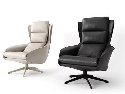 Modern Leather Office Chair With Swivel Base In Black And Beige Colors 3d model