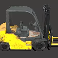 Yellow Forklift With Black Mast Cab And Front Forks For Industrial Use