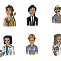 Decorative Figurine Set Featuring Various Professions Characters for Home Decor