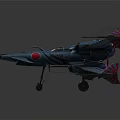 Detailed Blue Fighter Jet Model Featuring Multi Propellers Red Wing Markings and Extended Landing Gear