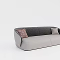 Modern Two Seater Sofa In Gray And Beige With Patterned And Plain Decorative Pillows 3d model