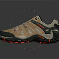 Beige Black Outdoor Hiking Shoes With Red Accent Sole And Stripe Lace Design