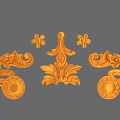 Golden Decorative Sculptural Carvings With Floral Scroll And Classical Design Elements