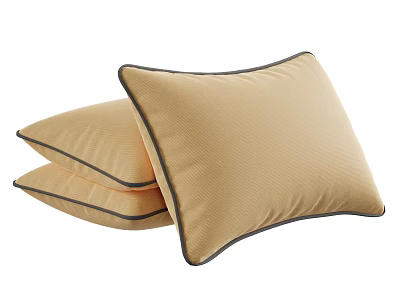 Soft Beige Throw Pillows With Dark Gray Piping Stacked For Home Decor 3d model