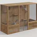 Modern Wooden Cabinet With Glass Doors Perforated Panels Gray Accessories And Shelves