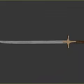 Shiny Medieval Sword With Metal Blade Golden Hilt Wooden Handle And Reflection On Dark Background