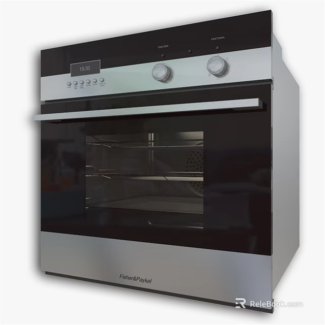 Fisher and Paykel Stainless Steel Electric Oven With Digital Display And Glass Door 3d model 