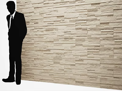 Building Exterior Wall Featuring Natural Stacked Stone Light Beige Textured Surface 3d model