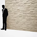 Building Exterior Wall Featuring Natural Stacked Stone Light Beige Textured Surface 3d model