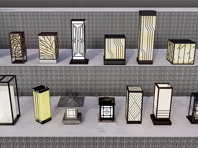 Modern Outdoor Lights With Various Designs Geometric Shapes And Stylish Lampshades For Home Garden 3d model