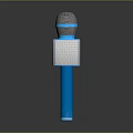 Modern Professional Microphone With Blue Handle And Square Colorful LED Base 3d model