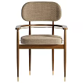 Modern Leisure Chair With Dark Wooden Frame Light Gray Fabric And Gold Metal Accents