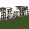 Modern Multi Story Townhouse Complex With White Brown Exterior And Balconies