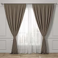 Brown Velvet Curtains With Sheer Layers And Elegant Pleats On White Wall Window