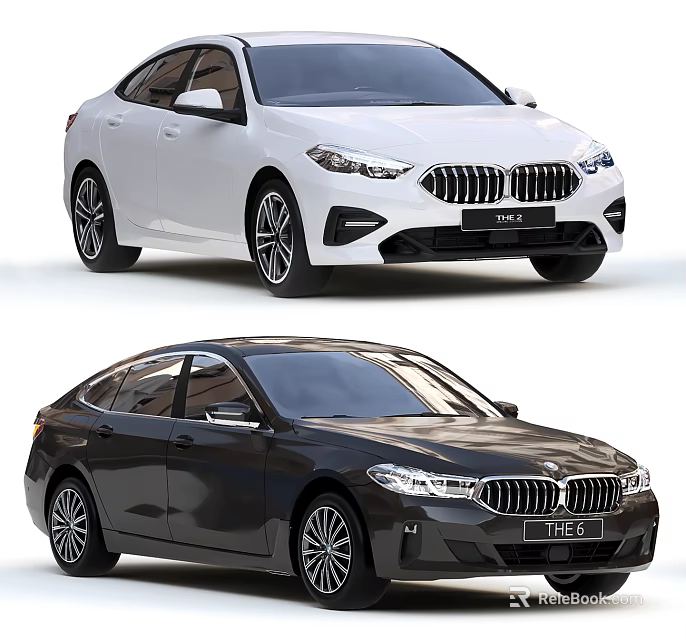 BMW 5 Series White and Black Sedan Cars with Modern Exterior Design 3d model 