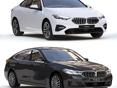 BMW 5 Series White and Black Sedan Cars with Modern Exterior Design 3d model