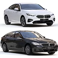 BMW 5 Series White and Black Sedan Cars with Modern Exterior Design