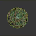 Artistic Green Sphere With Intricate Colorful Woven Rope And Glossy Surface
