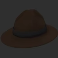 Brown Wide Brim Hat With Round Crown And Black Band Design