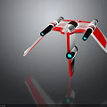 Red And White Spacecraft Model With Wings Black Thrusters And Main Body Structure 3d model