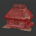 Traditional Log Cabin With Thatched Roof Wooden Walls And Earthen Ground