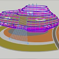 Kids Play Area Featuring Shell Shaped Net Structure Blue Slide And Colorful Pathways