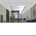 Modern Spacious Public Service Hall With Vertical Green Wall And Large Glass Skylight Interior Design