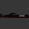 Military Submarine 3D Model Design With Detailed Structure And Red Hull