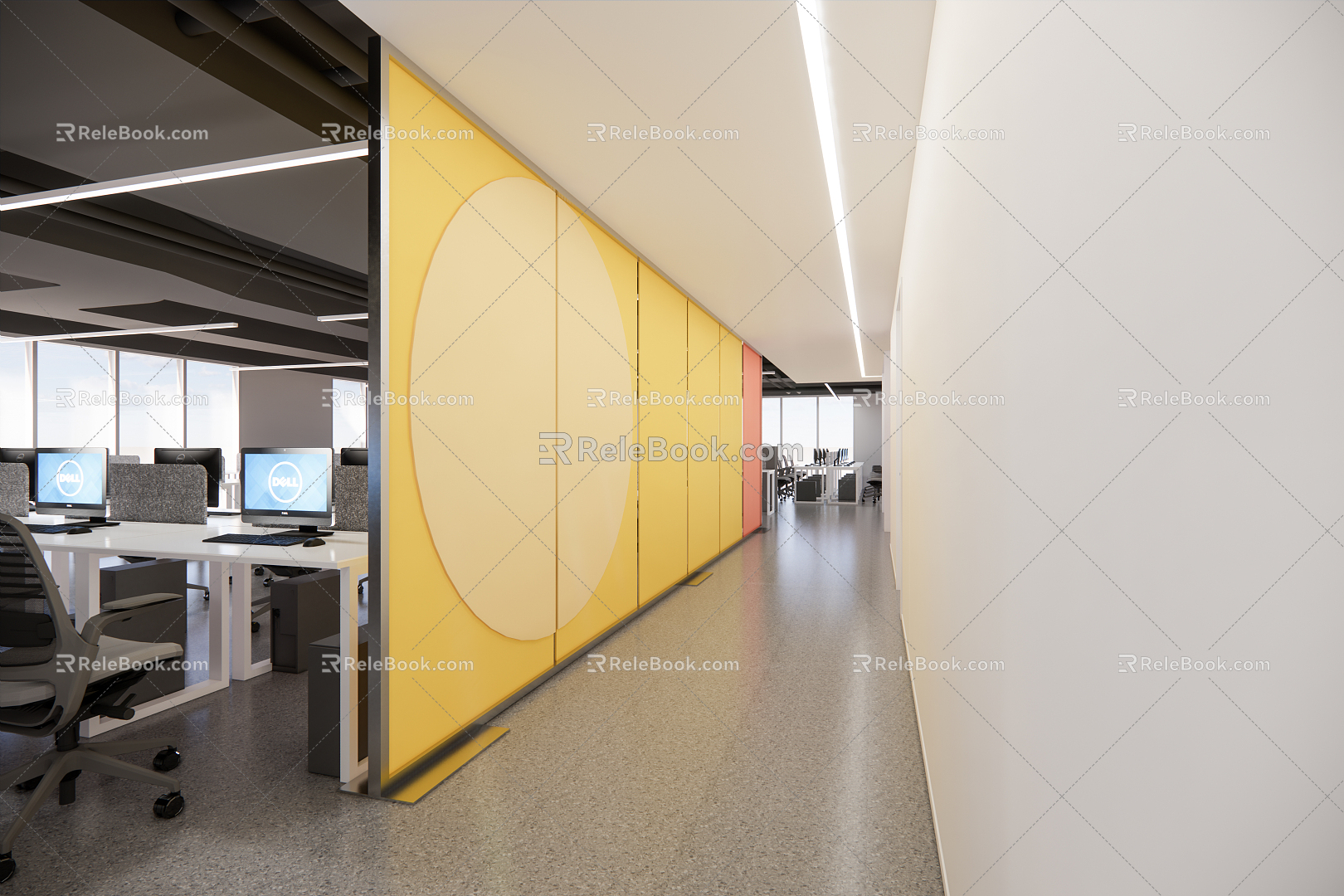 Modern aisle mosaic felt color matching mosaic screen open office area work station partition corridor screen 3d model