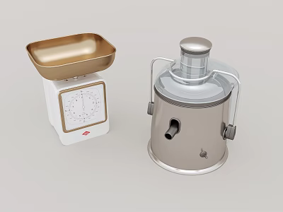 Public Facilities Featuring Gold Square Tray Scale And Silver Juicer 3d model