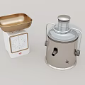 Public Facilities Featuring Gold Square Tray Scale And Silver Juicer 3d model