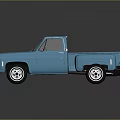 Blue Classic Single Cab Pickup Truck With White Wheels And Shiny Exterior