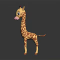 Cute Giraffe Game and Movie Character with Yellow Brown Spots Long Neck and Pink Nose