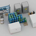 Industrial Storage Equipment With Stacked Drums Pallets Racks And Containers