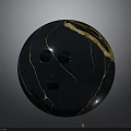 Dark Blue Bowling Ball With Golden Crackle Pattern And Three Finger Holes
