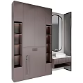 Elegant Modern Bathroom Vanity With Oval Mirror Marble Countertop And Built in Cabinets