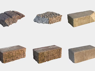 Different Types of Natural Stone And Wood Building Materials For Decorative Use 3d model